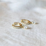 Round CZ Charm Women Drop Earrings