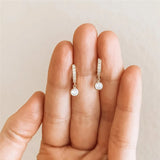 Round CZ Charm Women Drop Earrings