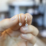 Round CZ Charm Women Drop Earrings