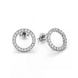 CZ Circle Stud Earrings Women Crystal