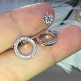 CZ Circle Stud Earrings Women Crystal