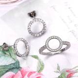 CZ Circle Stud Earrings Women Crystal
