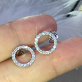 CZ Circle Stud Earrings Women Crystal