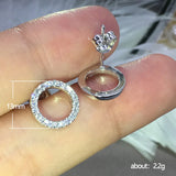 CZ Circle Stud Earrings Women Crystal