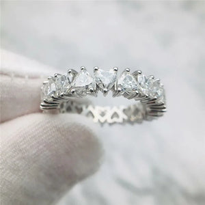 Silver Heart Cubic Zirconia Ring for Party