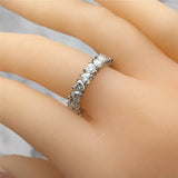 Silver Heart Cubic Zirconia Ring for Party