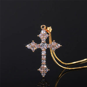 White/Rose Red/Green Cross Necklace for Women Stylish Party Accessories