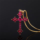 White/Rose Red/Green Cross Necklace for Women Stylish Party Accessories