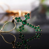 White/Rose Red/Green Cross Necklace for Women Stylish Party Accessories