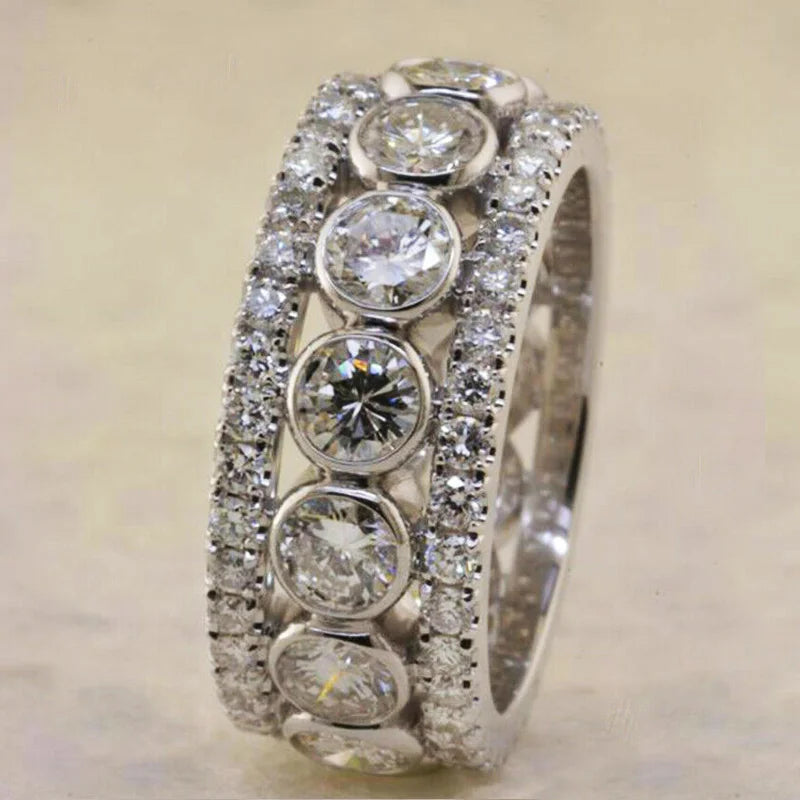 Cubic Zirconia Crystal Wedding Bands for Women
