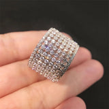 Sparkling CZ Wide Rings for Women Wedding Bands Finger Jewelry