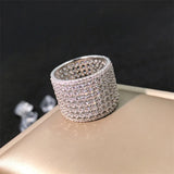 Sparkling CZ Wide Rings for Women Wedding Bands Finger Jewelry