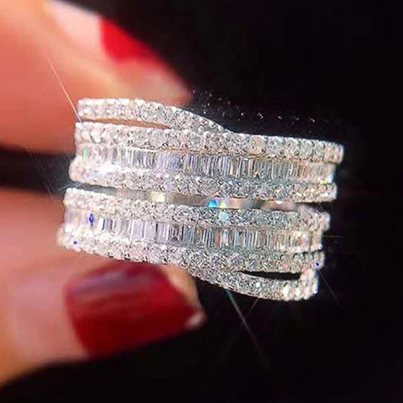 Geometric CZ Rings for Women Wedding Party Jewelry