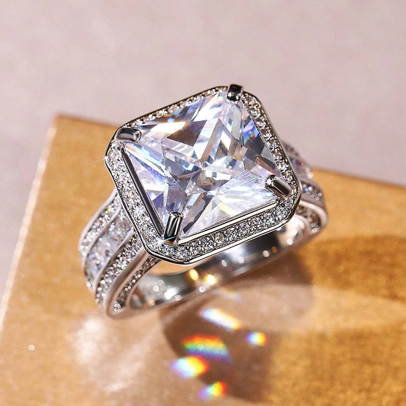 Geometric CZ Square Rings Wedding Jewelry for Women