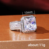 Geometric CZ Square Rings Wedding Jewelry for Women