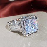 Geometric CZ Square Rings Wedding Jewelry for Women