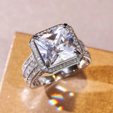 Geometric CZ Square Rings Wedding Jewelry for Women