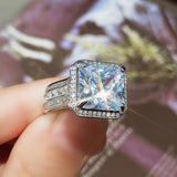 Geometric CZ Square Rings Wedding Jewelry for Women