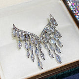 Angel Wing Stud Earrings Bling CZ Stone Wedding Party Accessories