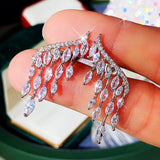 Angel Wing Stud Earrings Bling CZ Stone Wedding Party Accessories