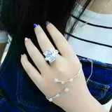 Big Square CZ Wedding Rings for Women, Silver Plated Engagement Jewelry