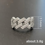 Chain Linked Finger Ring w/ CZ Stone Bridal Wedding Party Jewelry