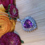 Charming Heart Purple CZ Wedding Necklace for Women