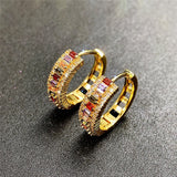 Colorful Cubic Zirconia Hoop Earrings Circle Accessories for Women
