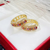 Colorful Cubic Zirconia Hoop Earrings Circle Accessories for Women
