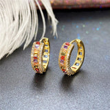 Colorful Cubic Zirconia Hoop Earrings Circle Accessories for Women