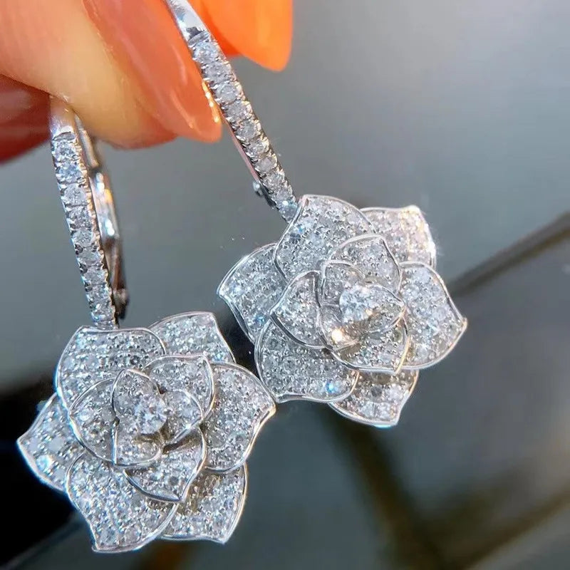 Flower Dangle Earrings Wedding Party Jewelry