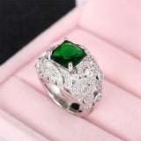 Green Cubic Zirconia Wedding Band for Women