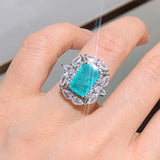 Blue-green Stone Female Ring Cubic Zirconia Jewelry