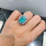 Blue-green Stone Female Ring Cubic Zirconia Jewelry