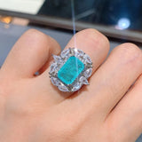 Blue-green Stone Female Ring Cubic Zirconia Jewelry