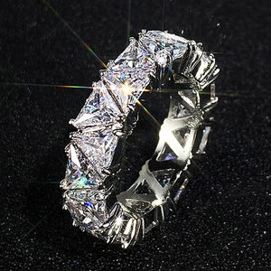 Elegant Eternity Rings with Triangle CZ Stone Wedding Jewelry