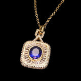 Square Pendant CZ Wedding Necklace for Women