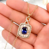 Square Pendant CZ Wedding Necklace for Women