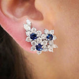 Blue/White Round CZ Women's Earrings for Wedding Party