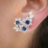 Blue/White Round CZ Women's Earrings for Wedding Party