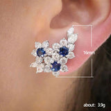 Blue/White Round CZ Women's Earrings for Wedding Party