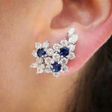 Blue/White Round CZ Women's Earrings for Wedding Party