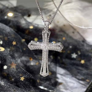 Hip Hop Cross Necklace for Women with CZ Stone