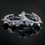 Hiphop Rivet Small Hoop Earrings CZ Geometric Jewelry