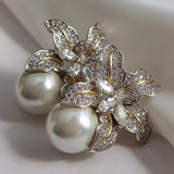 Two Tone Flower Simulated Pearl Earrings for Women Lady's Ear Accessories