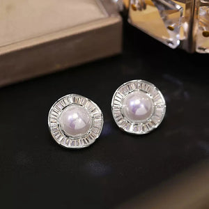 Irregular Simulated Pearl Stud Earrings Women Silver Modern Lady's Daily Wear