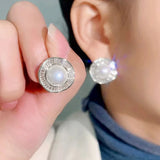 Irregular Simulated Pearl Stud Earrings Women Silver Modern Lady's Daily Wear