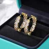 Pear Cut CZ Crystal Hoop Earrings for Women, Delicate Party Accessories