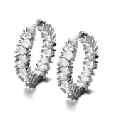 Pear Cut CZ Crystal Hoop Earrings for Women, Delicate Party Accessories