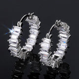 Pear Cut CZ Crystal Hoop Earrings for Women, Delicate Party Accessories
